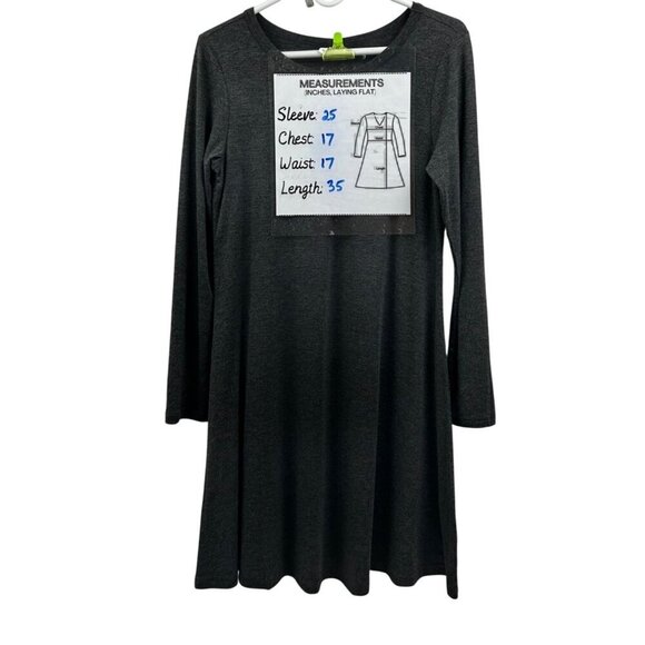 Popyoung Womens Long Sleeve A-Line Casual Midi Dress Medium Gray - Picture 6 of 7